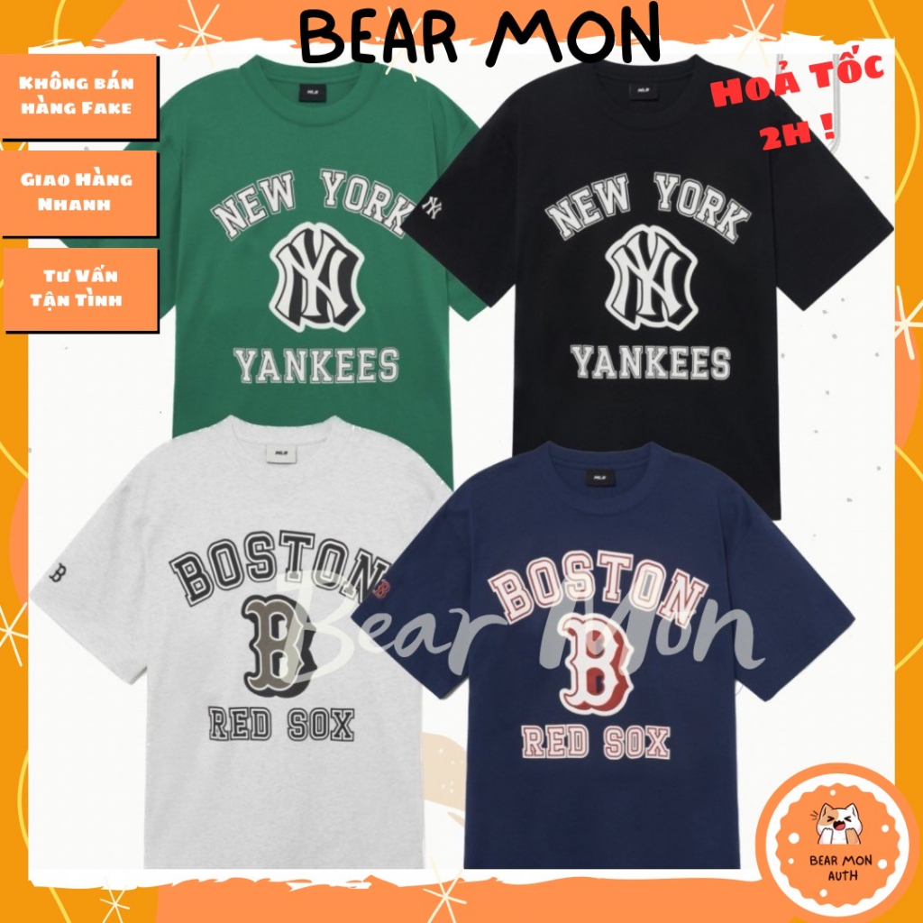 Áo Phông mlb Bar City Overfit Short Sleeve T-Shirt Boston Red Sox 3Atsv0233 màu xanh đen xám xanh navy