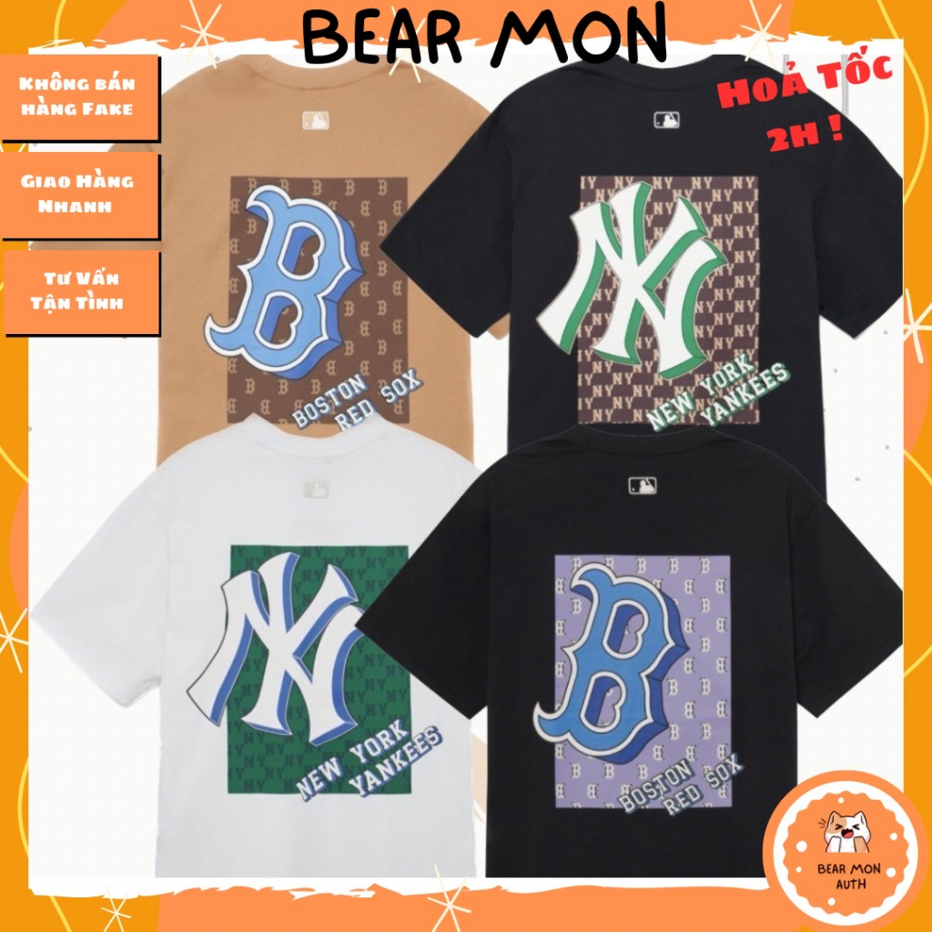 Áo Phông Nam Nữ MLB Monotive Overfit Short Sleeve T-Shirt Boston Red Sox 3Atsm3033n