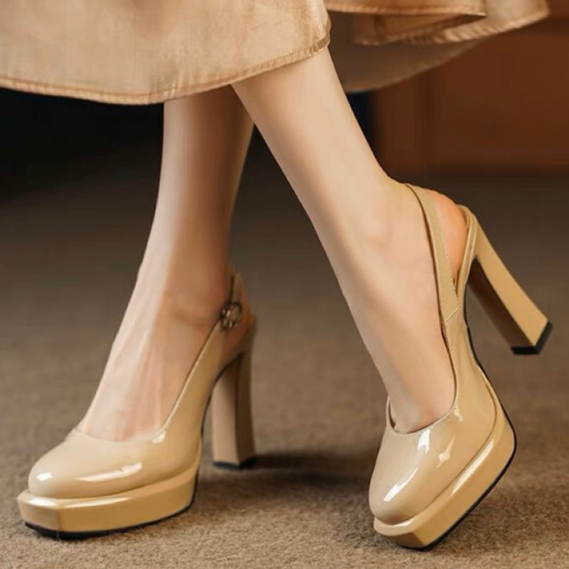 ORDER 💗 giày đế đúp da bóng mũi nhọn quai hậu 11cm 34-39
