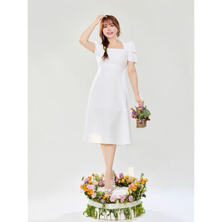 đâm kiểu tay ngắn dáng chữ A màu trắng dự tiệc ( thời trang bigsize vicky.g -anitagreen) n423