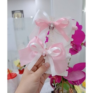 Cột tóc (kẹp) nơ lụa đính hoa xinh