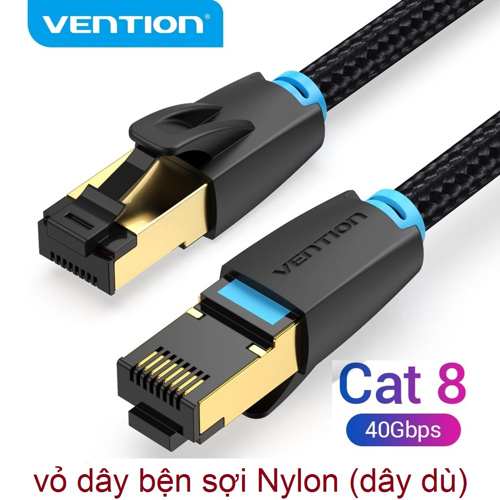 Dây cáp mạng lan Cat8 Vention IKG chuẩn SFTP Ethernet Tốc Độ Cao 40Gbps 2000MHz