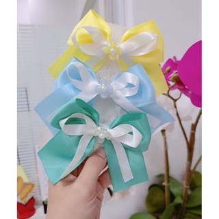 Cột tóc (kẹp) nơ lụa đính hoa xinh