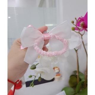 Cột tóc (kẹp) nơ lụa đính hoa xinh