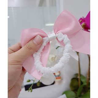Cột tóc (kẹp) nơ lụa đính hoa xinh
