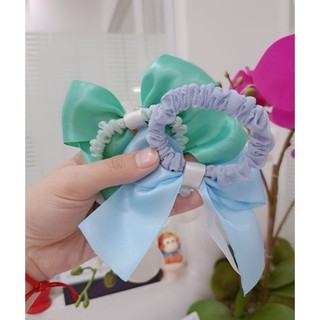Cột tóc (kẹp) nơ lụa đính hoa xinh