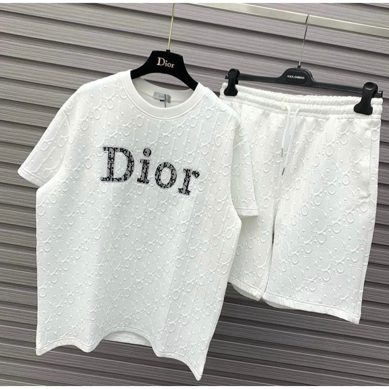 Bộ đồ quần áo thể thao nam Dior/LV hoạ tiết trắng/đen in dập nổi cao cấp