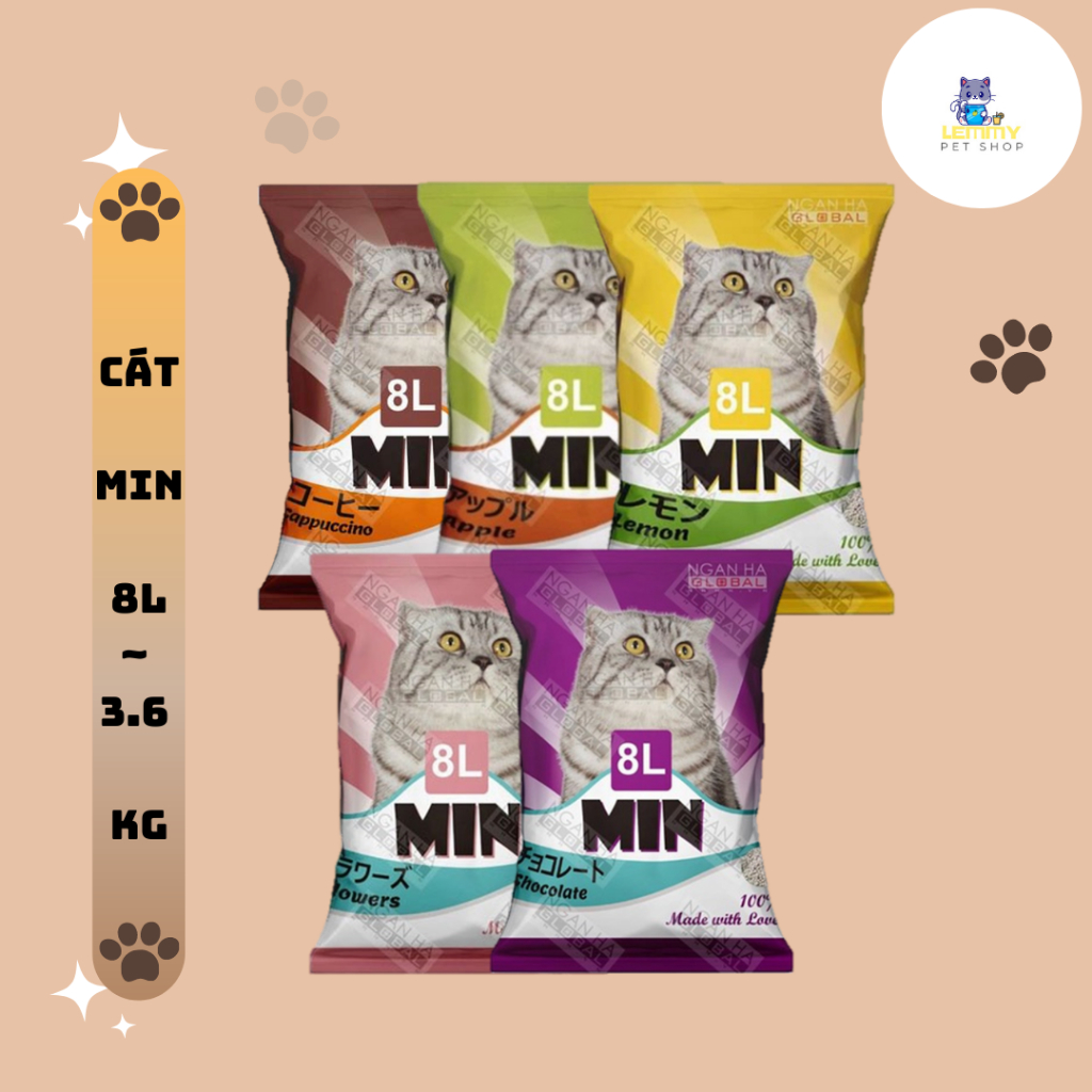 Cát vệ sinh cho mèo MIN 8L | BAO BÌ MỚI - Lemmy Pet Shop