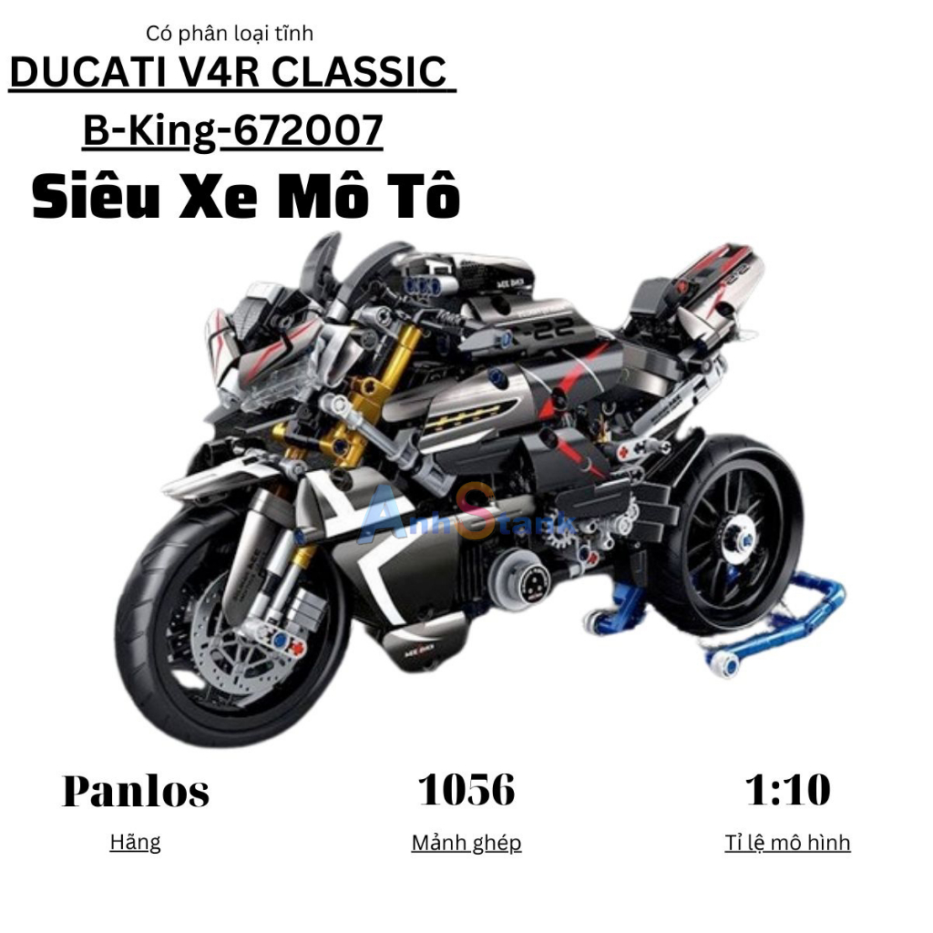 Mô hình lắp ráp xe máy technic Ducati Classic B-KING SKU 672007 tỉ lệ 1:10 1056 PCS cung cấp bảo hành bởi Anhstank