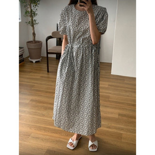 [ogniM Seoul] Đầm hoa nhí dáng rộng thắt eo phong cách Hàn Quốc (Made in Korea)
