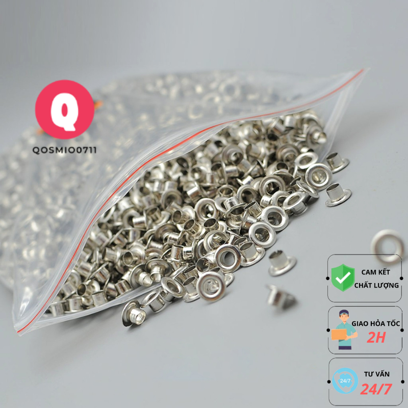 Set 50 Khoen Ore Rèm Vải, Vòng Khoen Kim Loại Làm Đồ Thủ Công DIY, Trang Trí Dây Da, Túi Xách