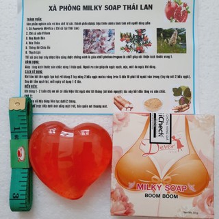 Xà Phòng Tăng Vòng 1 Thái Lan Milky soap tặng kèm túi lưới thước dây