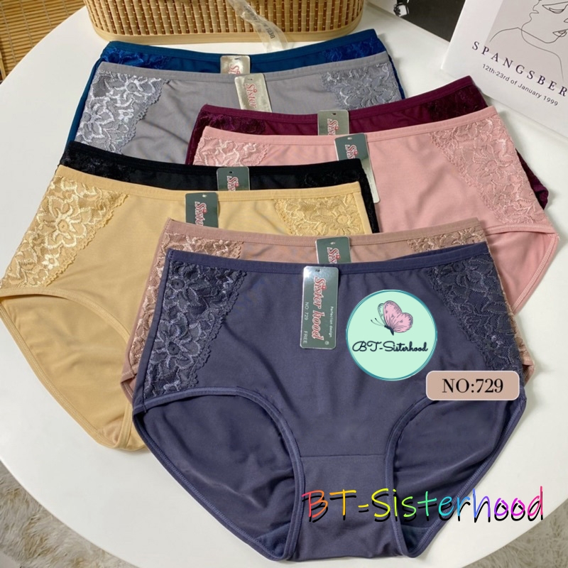Combo 5 quần lót nữ cotton phối ren siêu bền ,quần chip Thái Sisterhood 729, FREESIZE 50-65kg (v3 từ 90-106cm) nhập khẩu