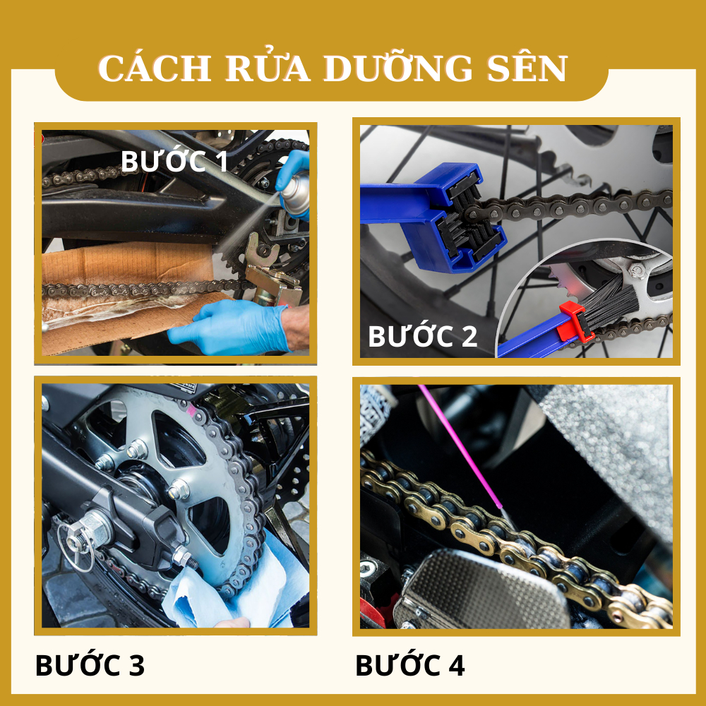 Combo dưỡng sên,dưỡng sên Sprayking, rửa sên sprayking, phục hồi nhựa nhám T&T Tây Thành chuyên phụ kiện xe máy