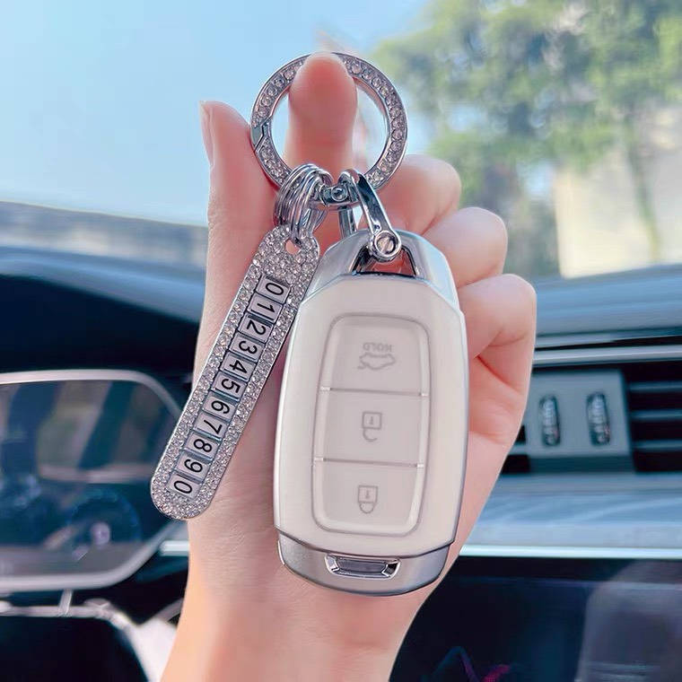 Ốp bảo vệ chìa khóa Hyundai Accent, Kona , Santafe Mạ Bạc Nhám Cao Cấp - Vỏ Bảo Vệ Chìa Khóa Xe Hơi Accent , Santafe