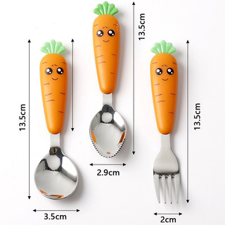 Thìa dĩa inox 304 hình cà rốt cho bé