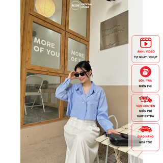Áo sơ mi croptop 2 cúc - midistore