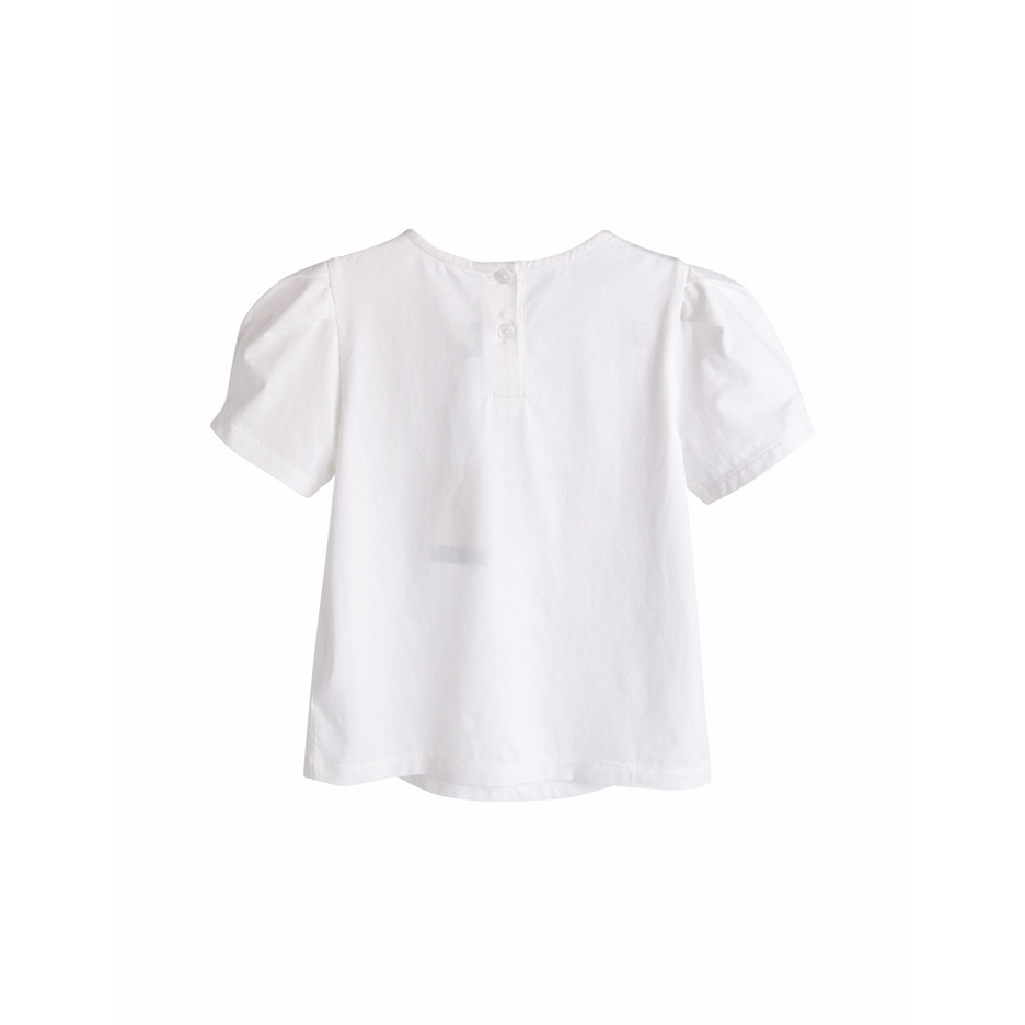 Áo thun trắng cổ ren bé gái Curly. HA4624