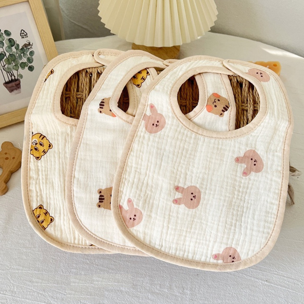 Yếm xô cho bé, khăn yếm vuông Muslin 4 lớp cao cấp dày dặn và mềm mại cho bé 0-3 tuổi