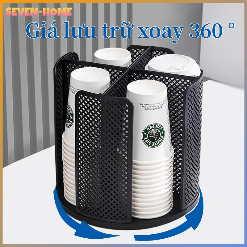 Kệ đựng cốc, ly nhựa, đựng trà sữa xoay 360 độ cao cấp, giá đỡ mỹ phẩm kiêm hộp đựng cốc cà phê，trắng/đen/xám