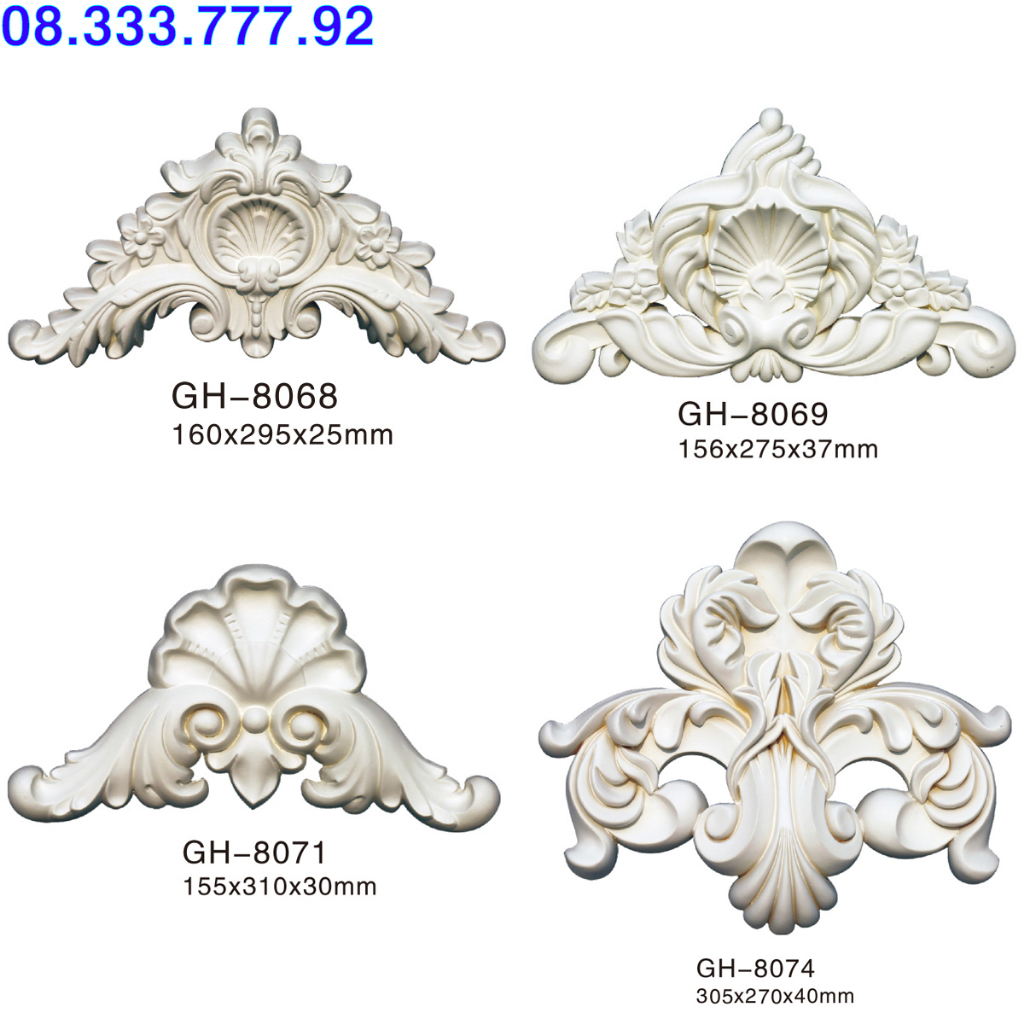 Phù điêu, họa tiết hoa góc cạnh trang trí trần, tưởng, chất liệu PU siêu bền, mã GH 8068, 8069, 8071, 8074
