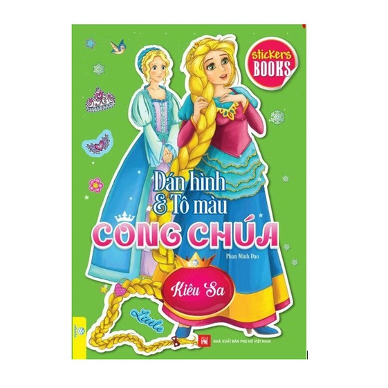 Sách - Combo 6 cuốn Dán hình và tô màu Công Chúa - ndbooks