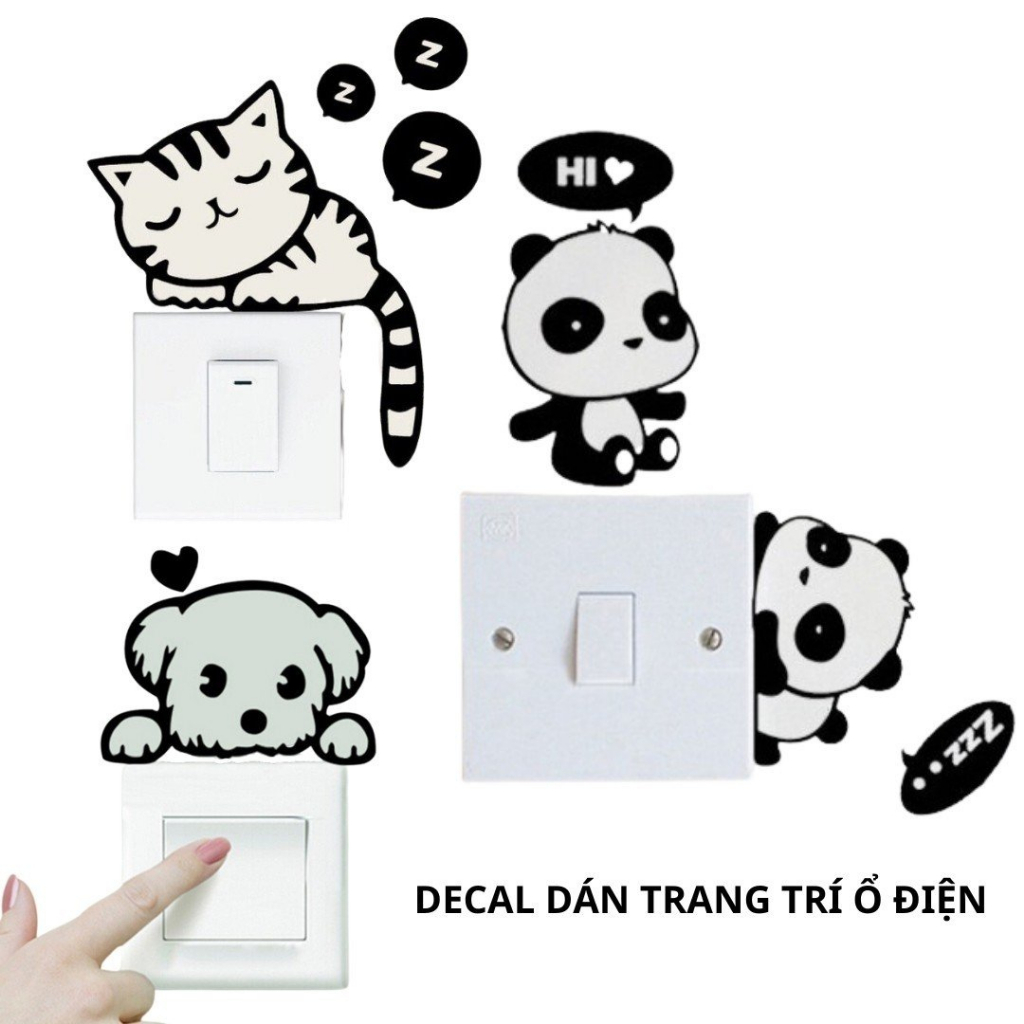 Decal dán trang trí ổ điện đáng yêu