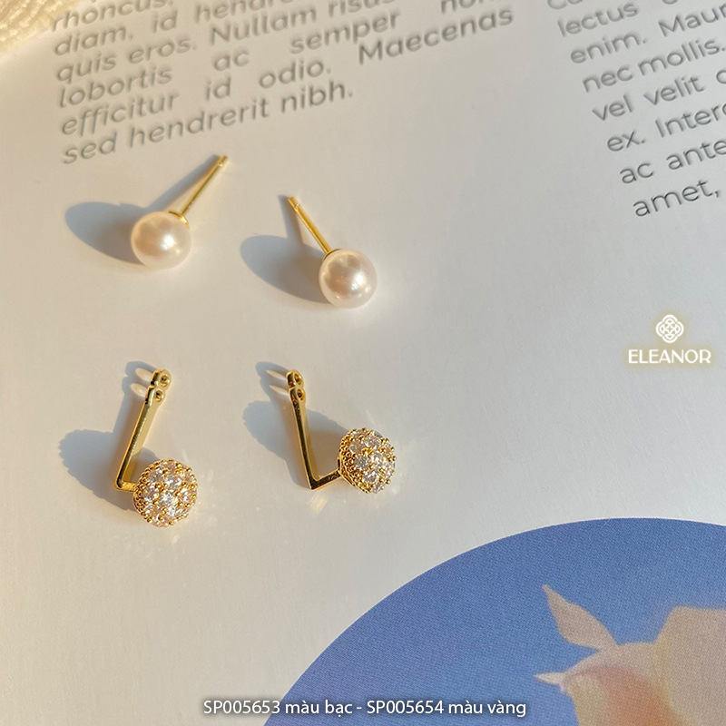 Bông tai nữ chuôi bạc 925 Eleanor Accessories đính ngọc trai nhân tạo phụ kiện trang sức 5653