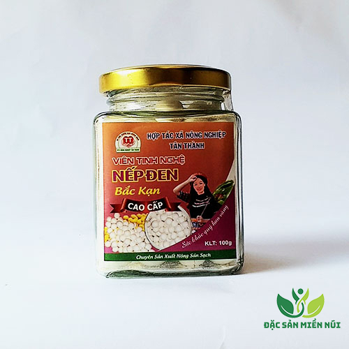 Viên Tinh Bột Nghệ Nếp Đen Lọ 100G Từ Củ Nghệ Nếp Đen Và Mật Ong Rừng Nguyên Chất
