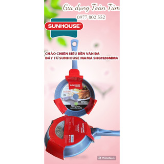 CHẢO SUNHOUSE VÂN ĐÁ ĐÁY TỪ SH MAMA 24cm/26cm/28cm (24 - 26 - 28 cm), dùng được bếp từ