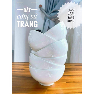 Chén sứ trắng trơn ăn cơm set 10 cái