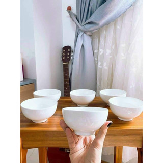 Chén sứ trắng trơn ăn cơm set 10 cái