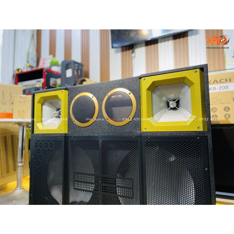 Vỏ thùng loa kéo xài mạch 4 tấc đôi CLK 402T PRO, 2 bass 40cm, 2 loa trung, 2 loa treble, mạch 19x38