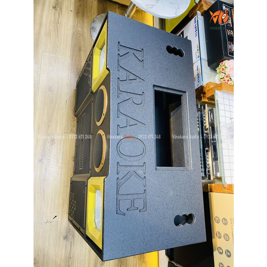 Vỏ thùng loa kéo xài mạch 4 tấc đôi CLK 402T PRO, 2 bass 40cm, 2 loa trung, 2 loa treble, mạch 19x38