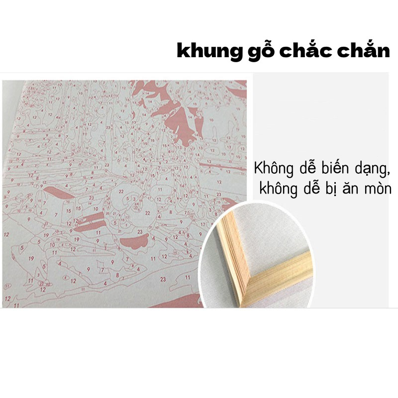 Tranh tô màu theo số Tranh sơn dầu số hoá hình hoa xinh xắn có khung，Mang theo khung, kích thước 20*20cm/30*30cm/30*40cm