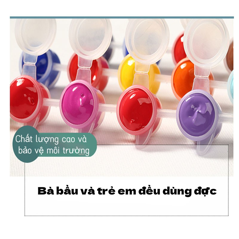 Tranh tô màu theo số Tranh sơn dầu số hoá hình hoa xinh xắn có khung，Mang theo khung, kích thước 20*20cm/30*30cm/30*40cm