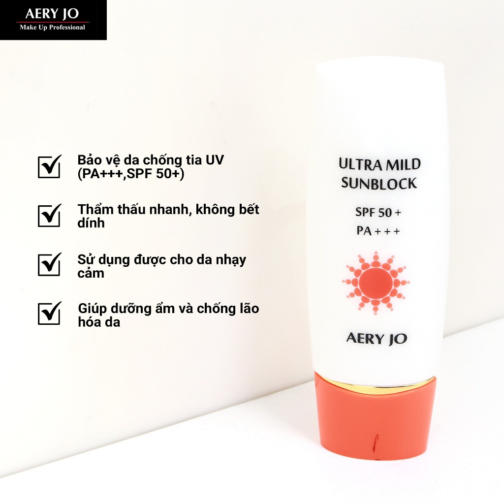 KEM CHỐNG NẮNG SPF50+PA+++ AERY JO ULTRA MILD SUN BLOCK