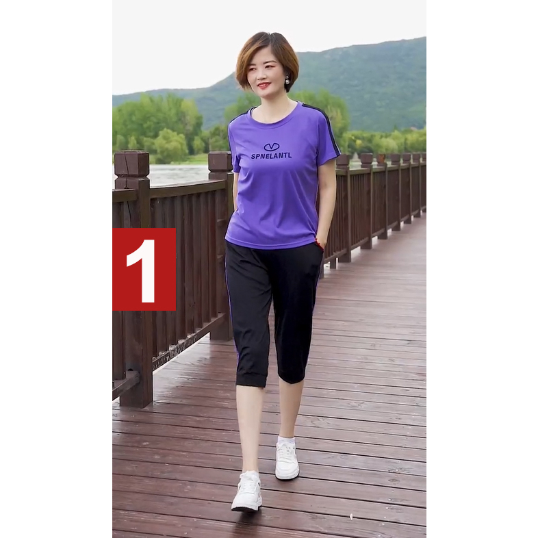 Bộ Trung Niên Cotton Áo Cộc Quần Lửng Trẻ Trung,Bộ Mặc Nhà Cho Mẹ (có ảnh thật khách mặc ) BL08