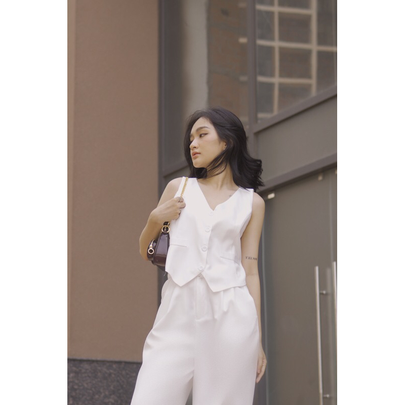 Áo gile nữ áo ghi lê thiết kế phối túi HÀNG LOẠI 1 Uimeecloset phong cách Hàn Quốc cho nữ