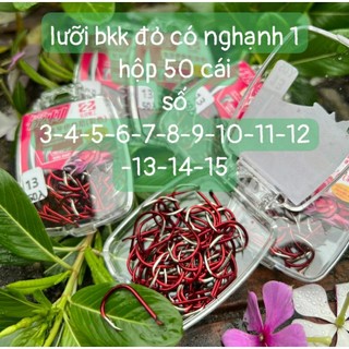Lưỡi câu cá cacbon bkk đỏ có ngạnh nhật bản siêu bén siêu bền cao cấp ( 1 hộp 50 pcs