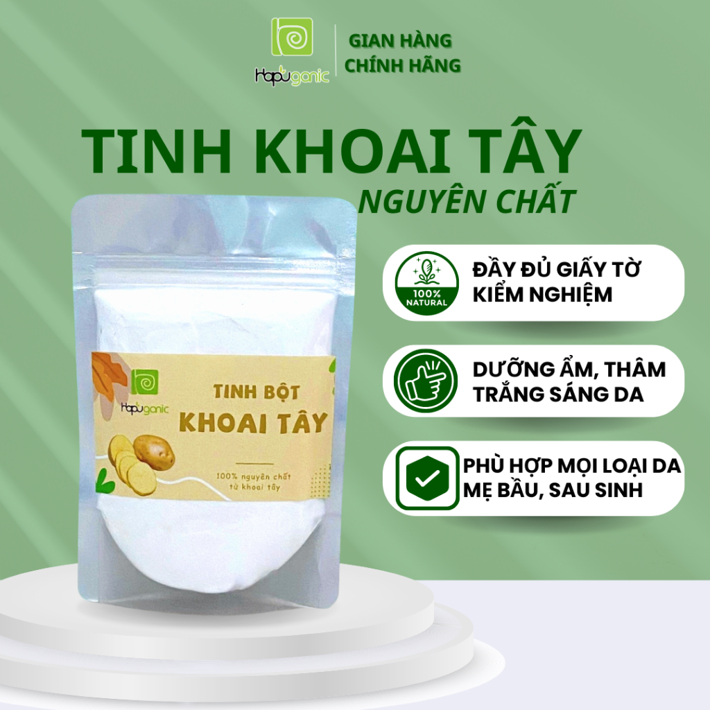 Tinh Bột Khoai Tây Nguyên Chất HaPu Organic Mặt Nạ Thiên Nhiên Dưỡng Trắng Da