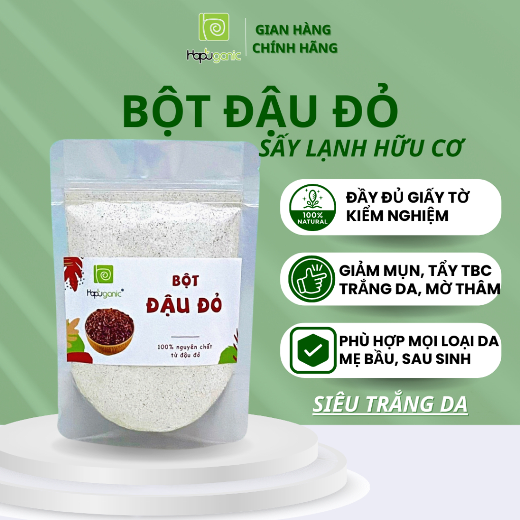 Bột Đậu Đỏ Nguyên Chất Hapu Organic giảm mụn trắng da giảm nhờn