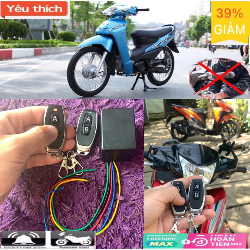 Điều Khiển Bật Tắt và Đề xe từ xa cho wave 50cc gồm 2 remote ( bằng kim loại ) chống trộm cướp khoảng cách 200m