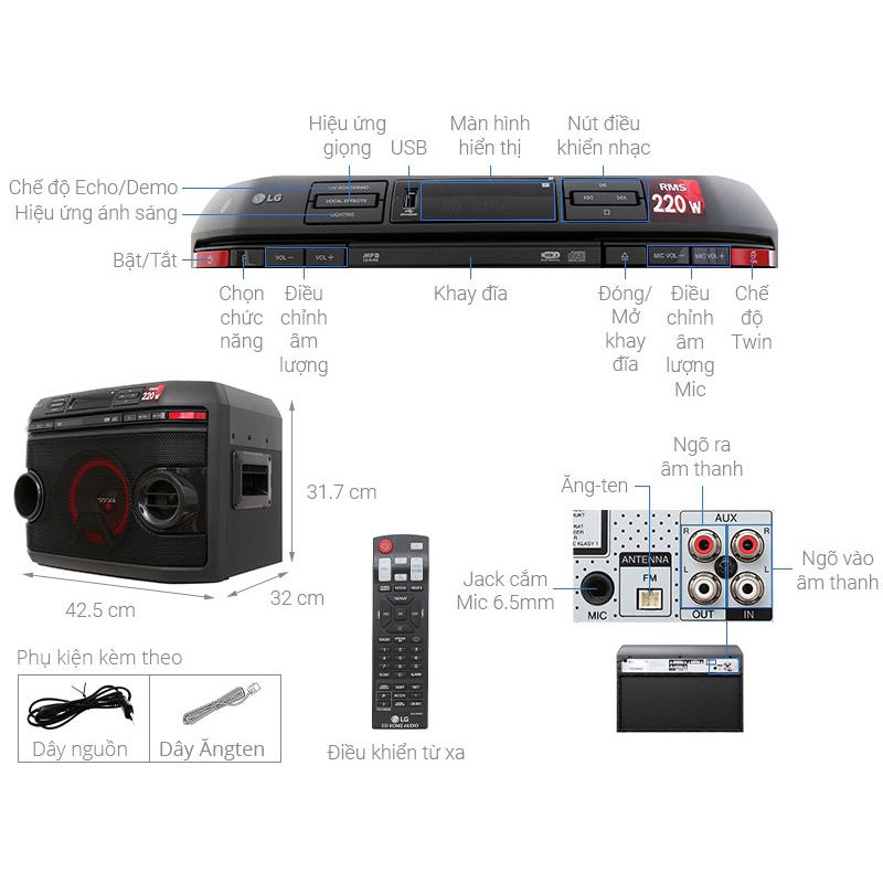 Loa bluetooth LG OL45 220W chính hãng LG