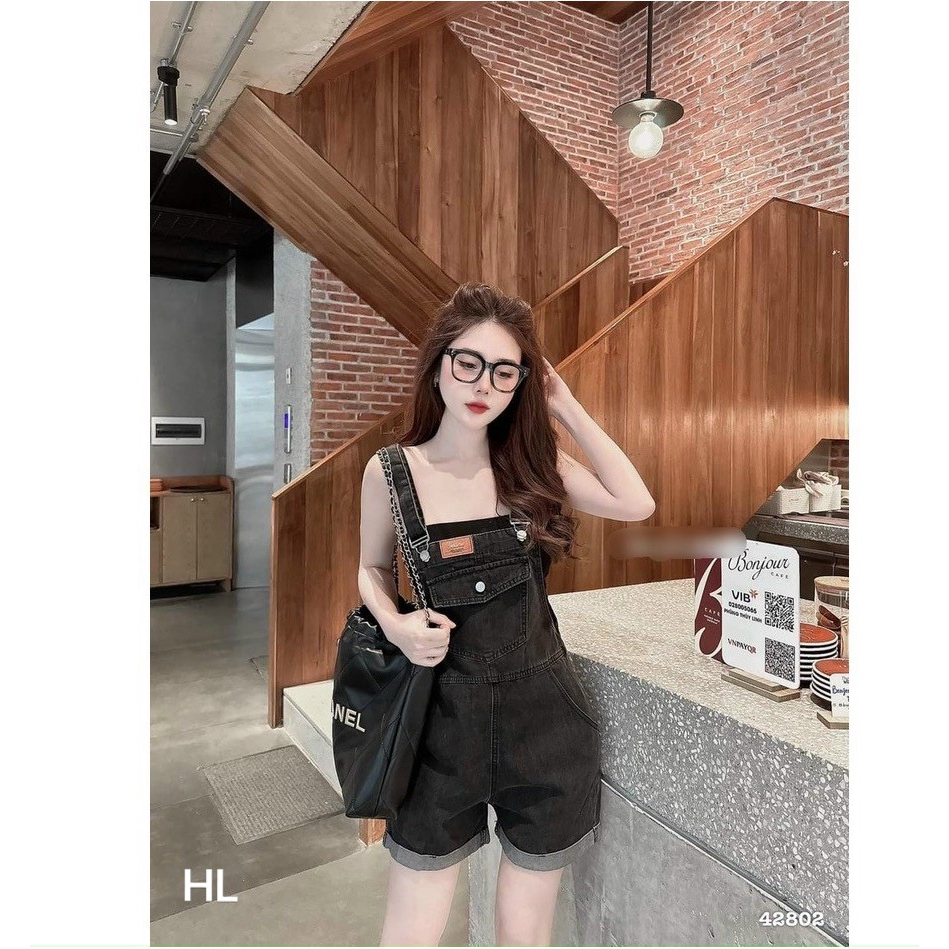 Quần Yếm Sooc Bò Mác Da, Gập Gấu, Quần Sooc Jeans Denim Dạng Yếm Dáng Ngắn Ulzzang Hàn Quốc (Ảnh thật + Video tự quay)
