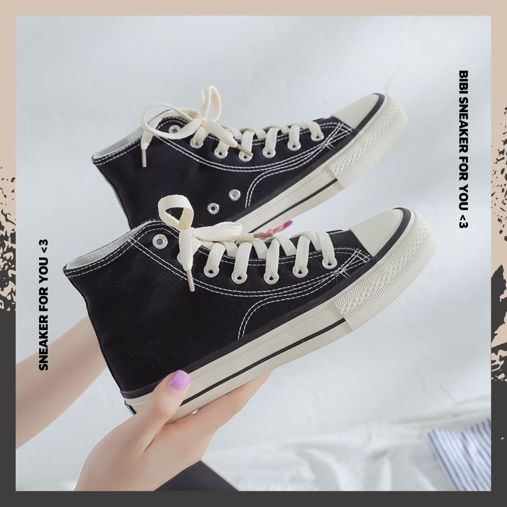Giày Converse_Cổ Thấp, Giày Converse_Cổ Cao Nam Nữ Màu Trắng Đen Hàng Cao Cấp Full Box Bill - BIBISNEAKER