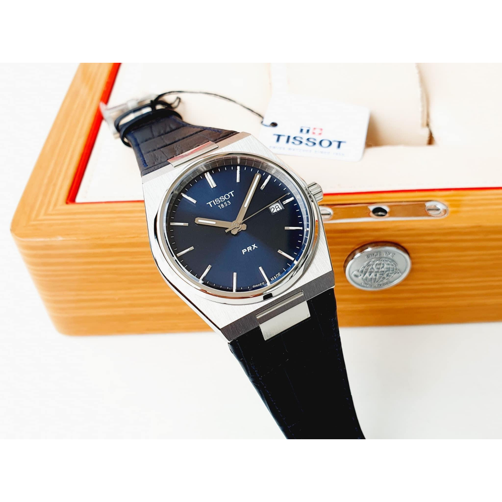 Đồng hồ nam dây da Tissot PRX Quartz Blue T137.410.16.041.00