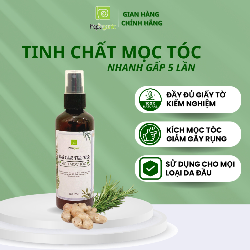 Tinh Chất Kích Mọc Tóc Gấp 5 Lần Hapu Organic Hoàn Toàn Từ Thiên Nhiên 100ml