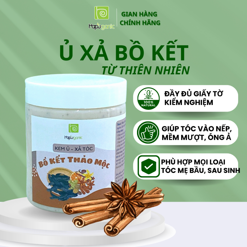 Kem Ủ Xả Tóc Bồ Kết Thảo Mộc Cao Cấp Hapu Organic Giảm Rụng Tóc