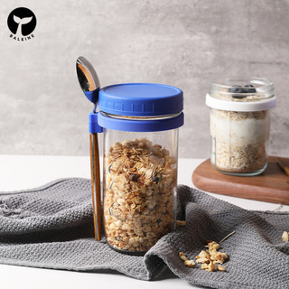 Baleine hũ thủy tinh borosilicate đựng thức ăn sáng có nắp và muỗng 350ml / 600ml